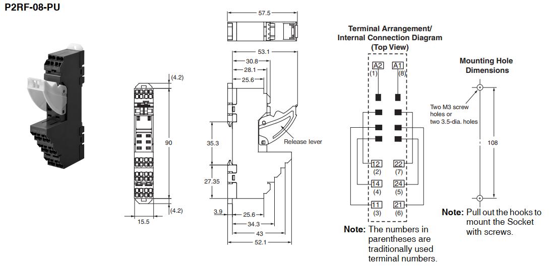 Đế relay đa năng P2RF-08-PU