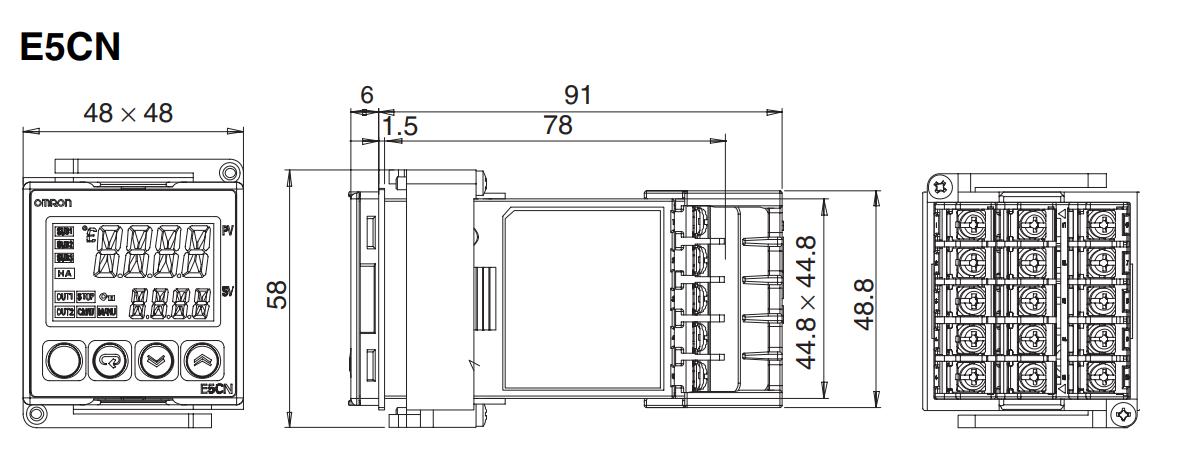 Kích thước E5CN-R1TU AC100-240