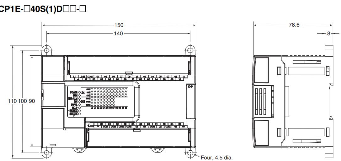 Kích thước CP1E-N40S1DR-A