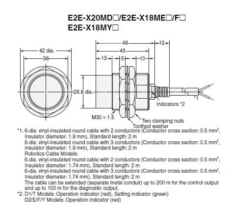 Kích thước E2E-X18ME1 2M