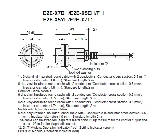 Kích thước E2E-X5E1 Kích thước E2E-X5E1 2M