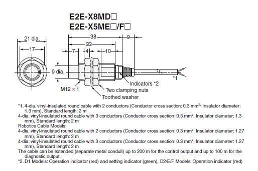 Kích thước E2E-X5MF1 2M