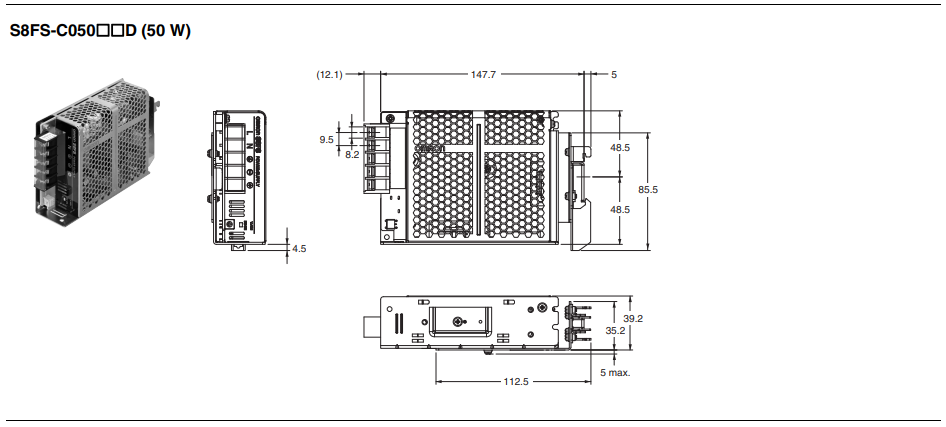 Kích thước Omron S8FS-C05012