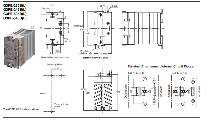 Kích thước G3PE-545B-3 DC12-24 Kích thước G3PE-545B-3 DC12-24