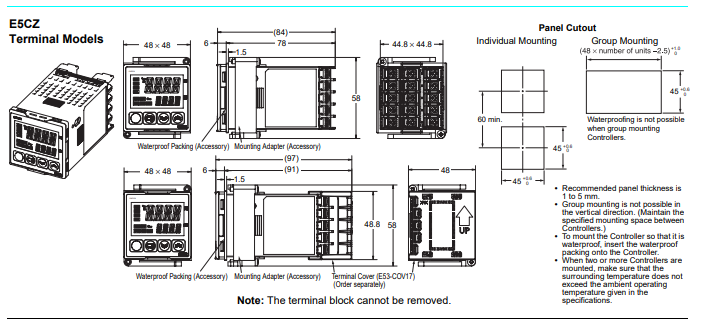 Kích thước E5CZ-Q2T Kích thước E5CZ-Q2T