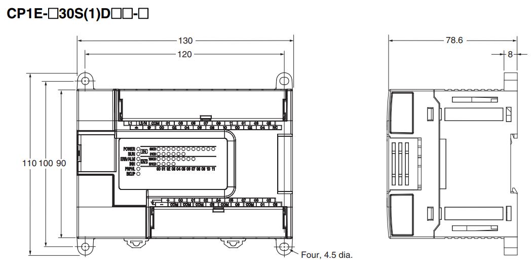 Kích thước Omron CP1E-N30SDT-D Kích thước Omron CP1E-N30SDT-D