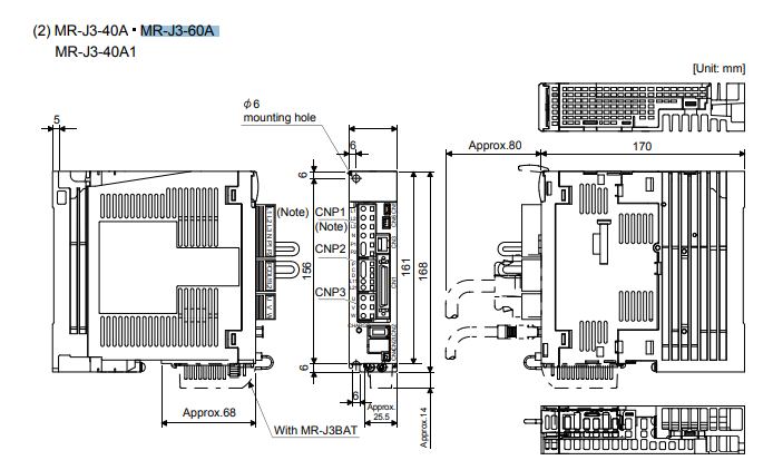 Kích thước MR-J3-60A