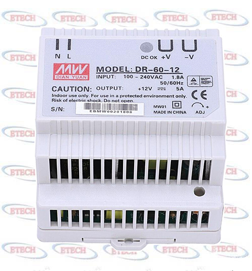 Bộ nguồn Mean Well DR-60-12 | Etech Việt Nam