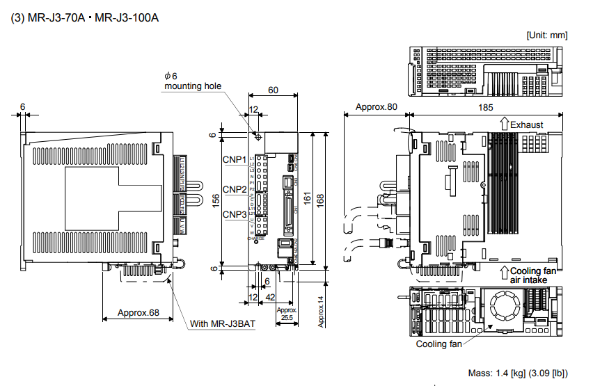Kích thước MR-J3-100A